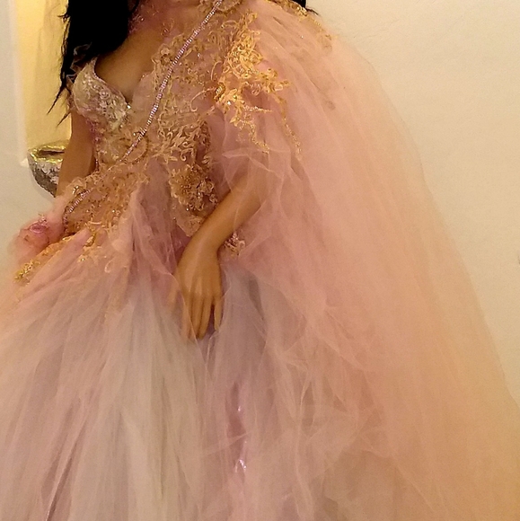 ASHA Blush & Mint Lehenga Saree Wedding Ballgown Set - Picture 4 of 10